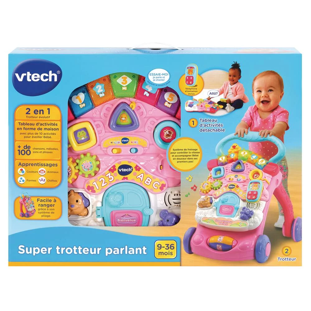 SUPER TROTTEUR PARLANT 2 EN 1 ROSE