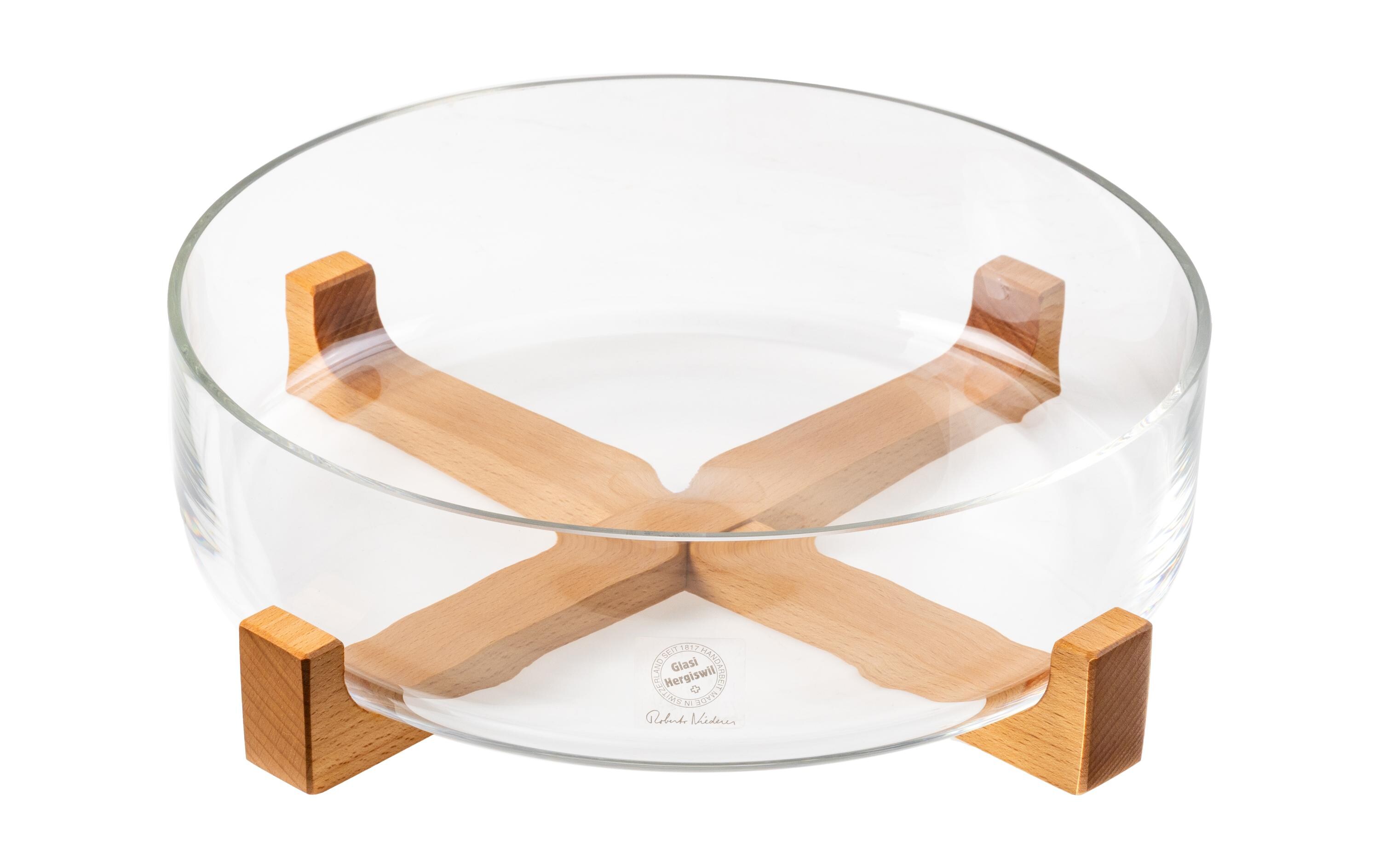 Schale Mela gross 1 Stück, Braun/Transparent<br>Dekorative Schale mit Holzgestell