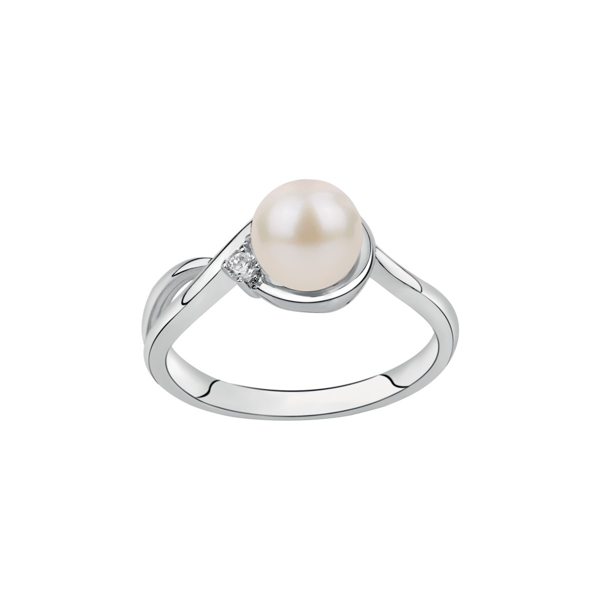 Bague en Argent avec perle d'eau douce blanc
