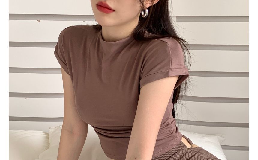 Enpheriado - T-shirt met korte mouwen en mockneck, effen