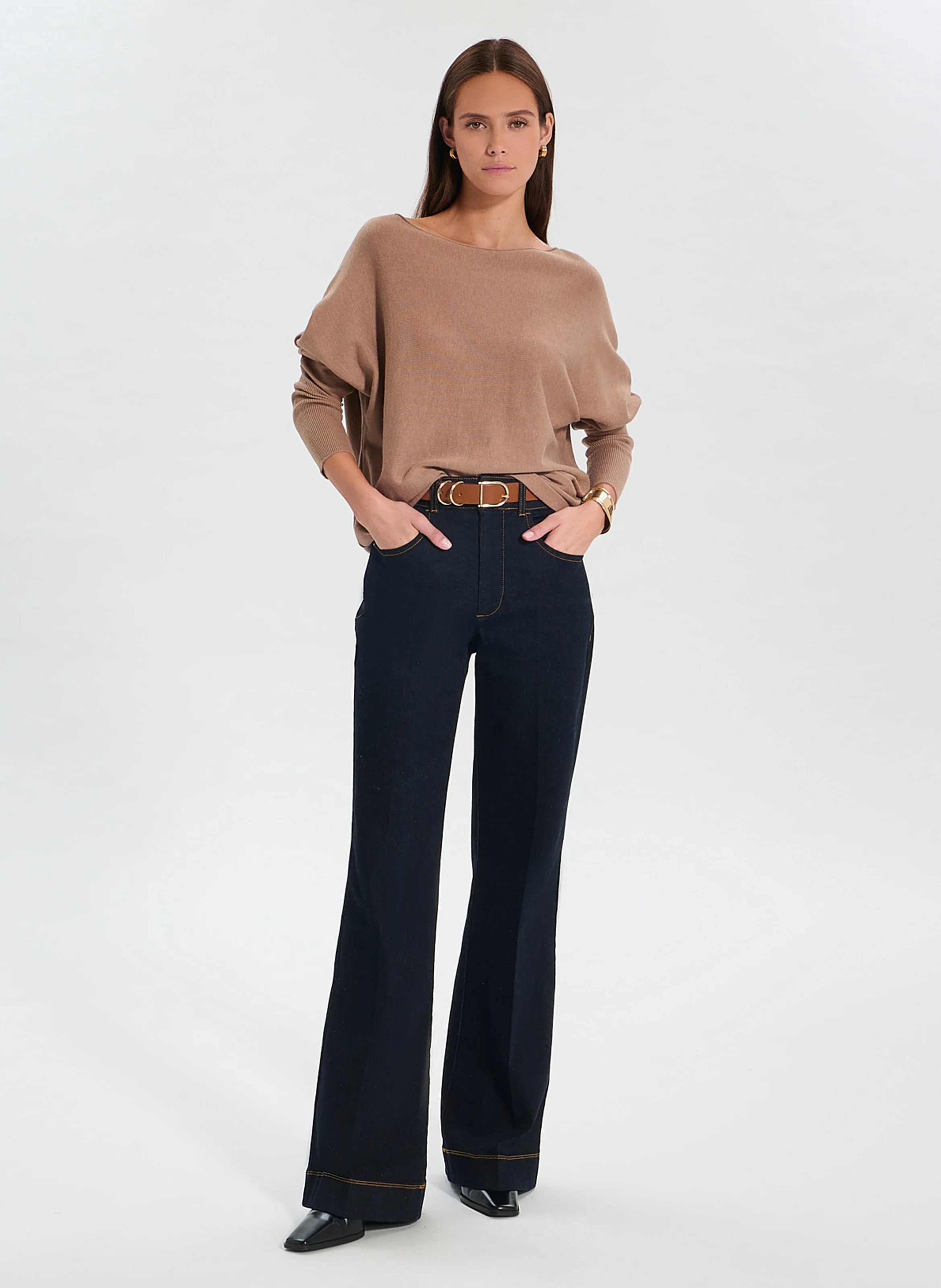 PENSEEBOAT - Pull ample col bateau | Beige