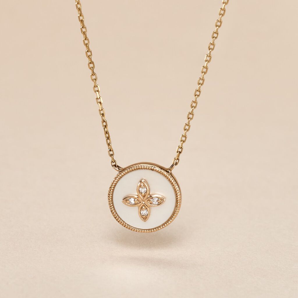 Collier Talisman Or Jaune Nacre Diamant