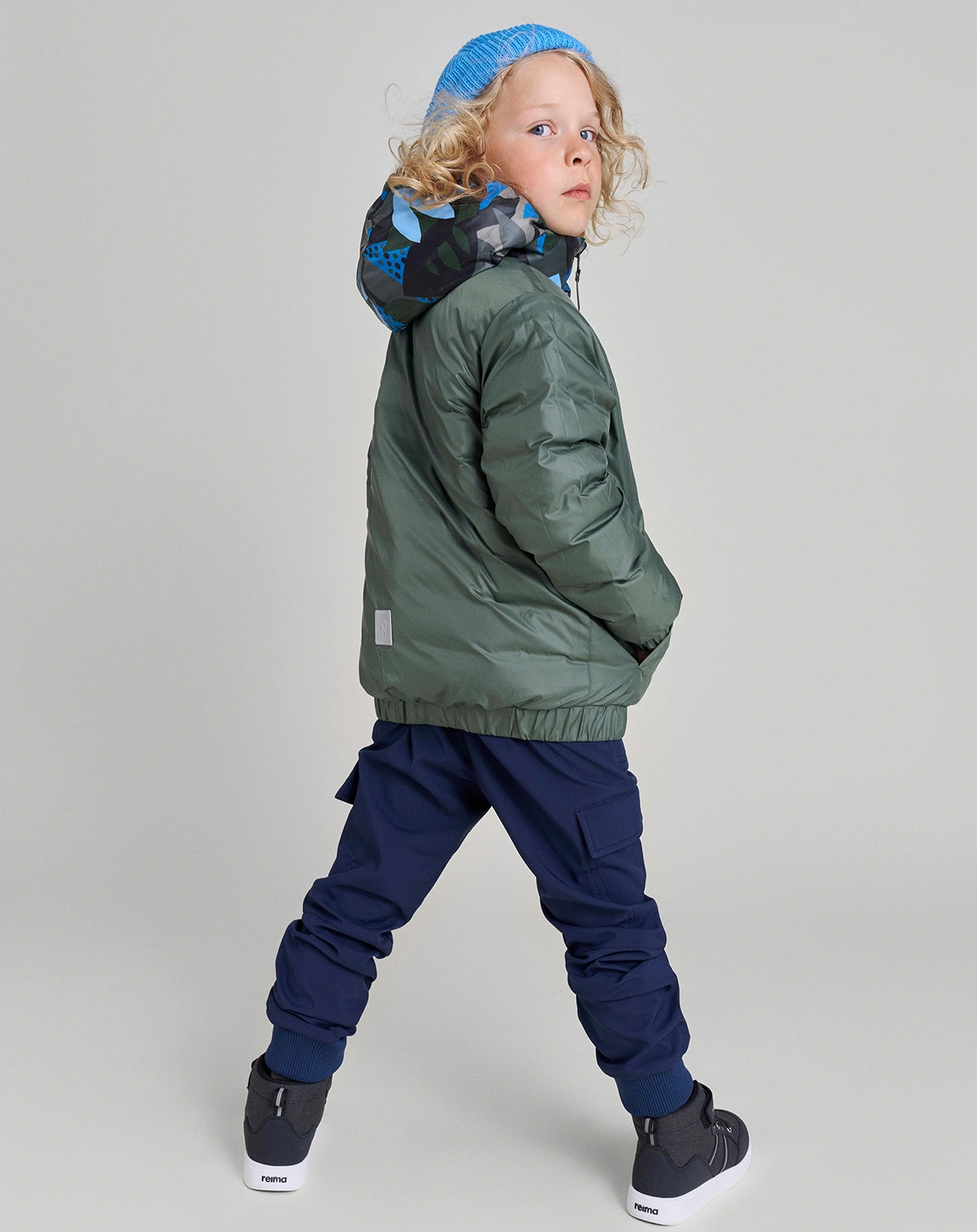 Daunenjacke FINNOO zum Wenden in thyme green