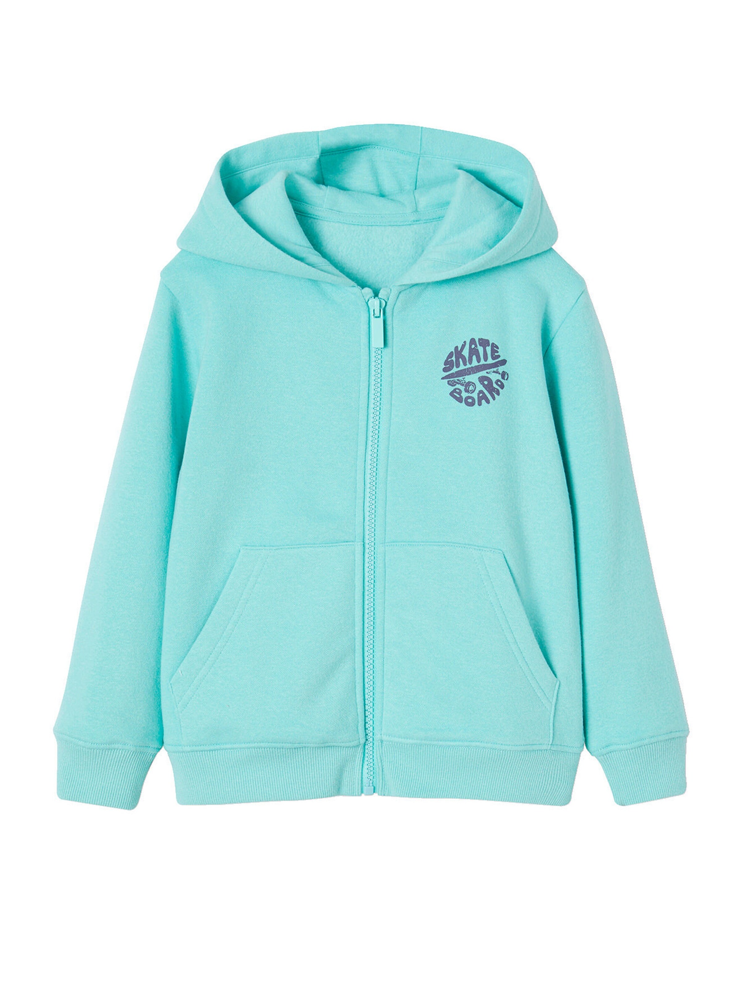 Vertbaudet Jungen Kapuzensweatjacke BASIC mit Recycling-Polyester türkis