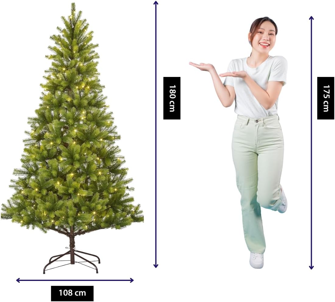 Black Box Trees Nagoya Weihnachtsbaum mit Beleuchtung - Künstlicher Tannenbaum H180 x Ø108 cm - Christmas Tree Warmweiße LED - Grün