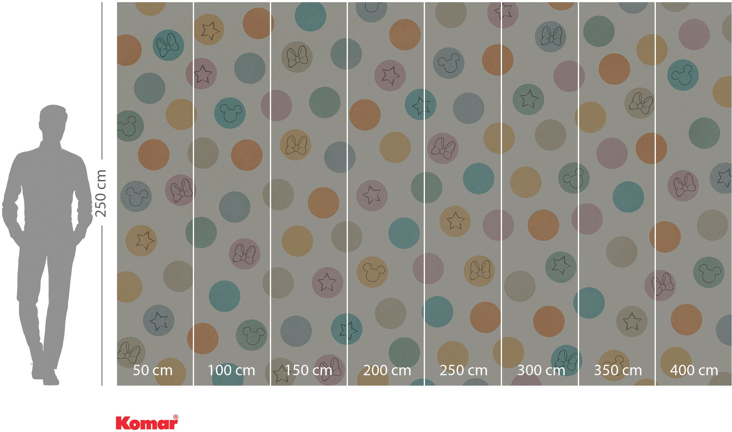 Komar Fototapete »Digitaldruck Vlies -  Disney Pastel Confetti - Grösse 400 x 250 cm« bedruckt glatt Kinderzimmer