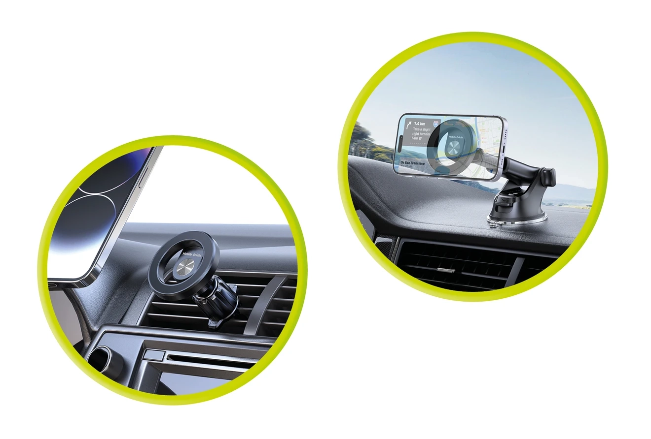 2in1 Universal Magnetische MagSafe Auto KFZ 360° Dashboard und Lüftungsgitter Smartphone Halterung inkl. Magnet Ring - Schwarz