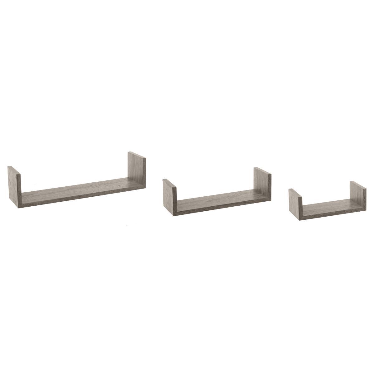 ETAGERE MURALE BORD CHENE GRIS X3 PIECES