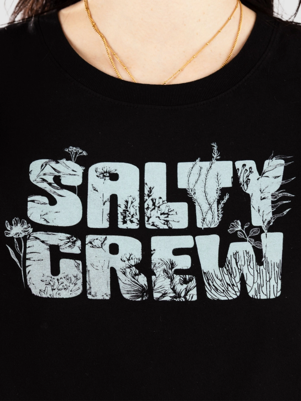 Salty Crew Sea Life Cropped Tank Top black