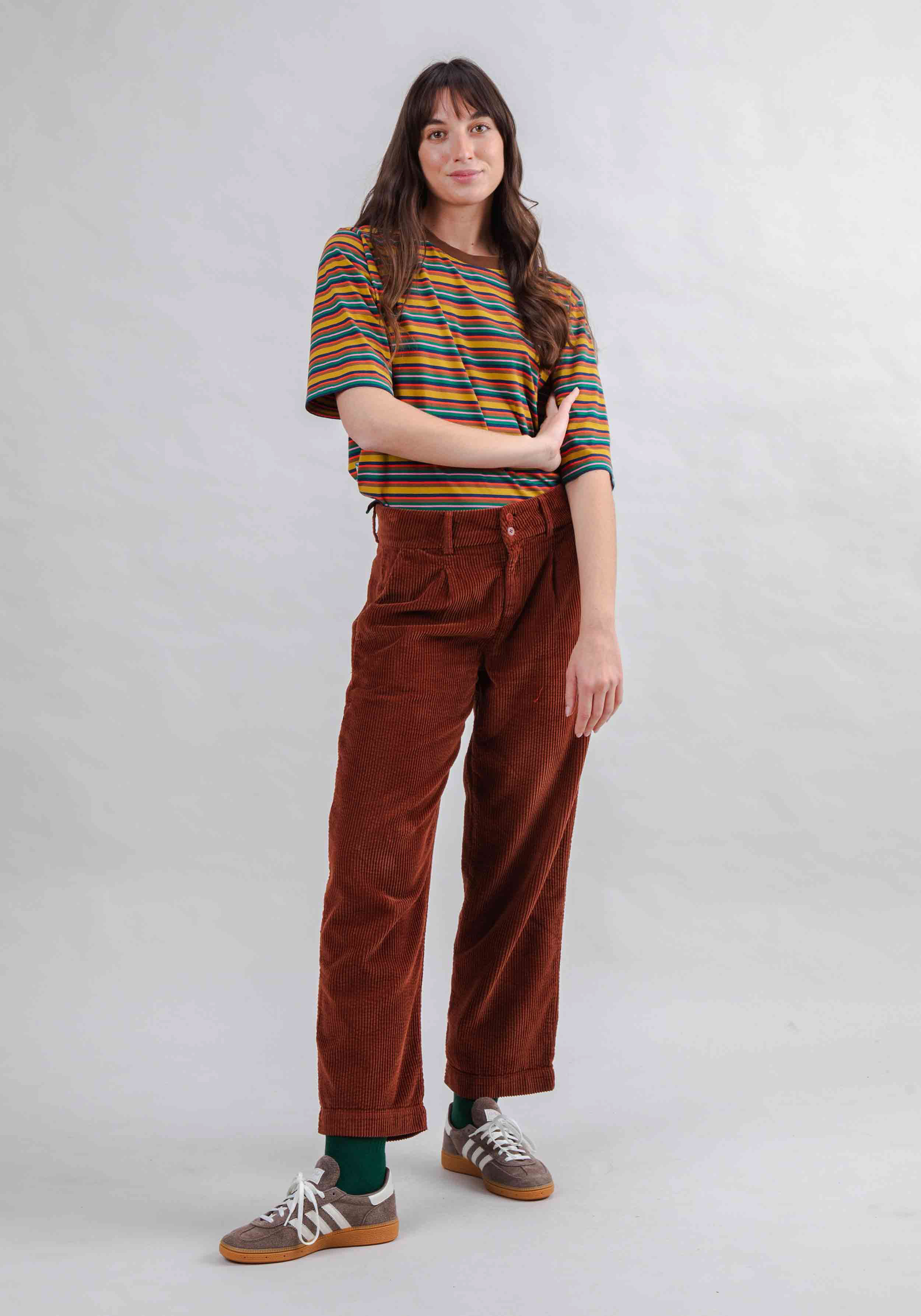 Brava Fabrics Cord-Hose Corduroy Pleated Pants Copper