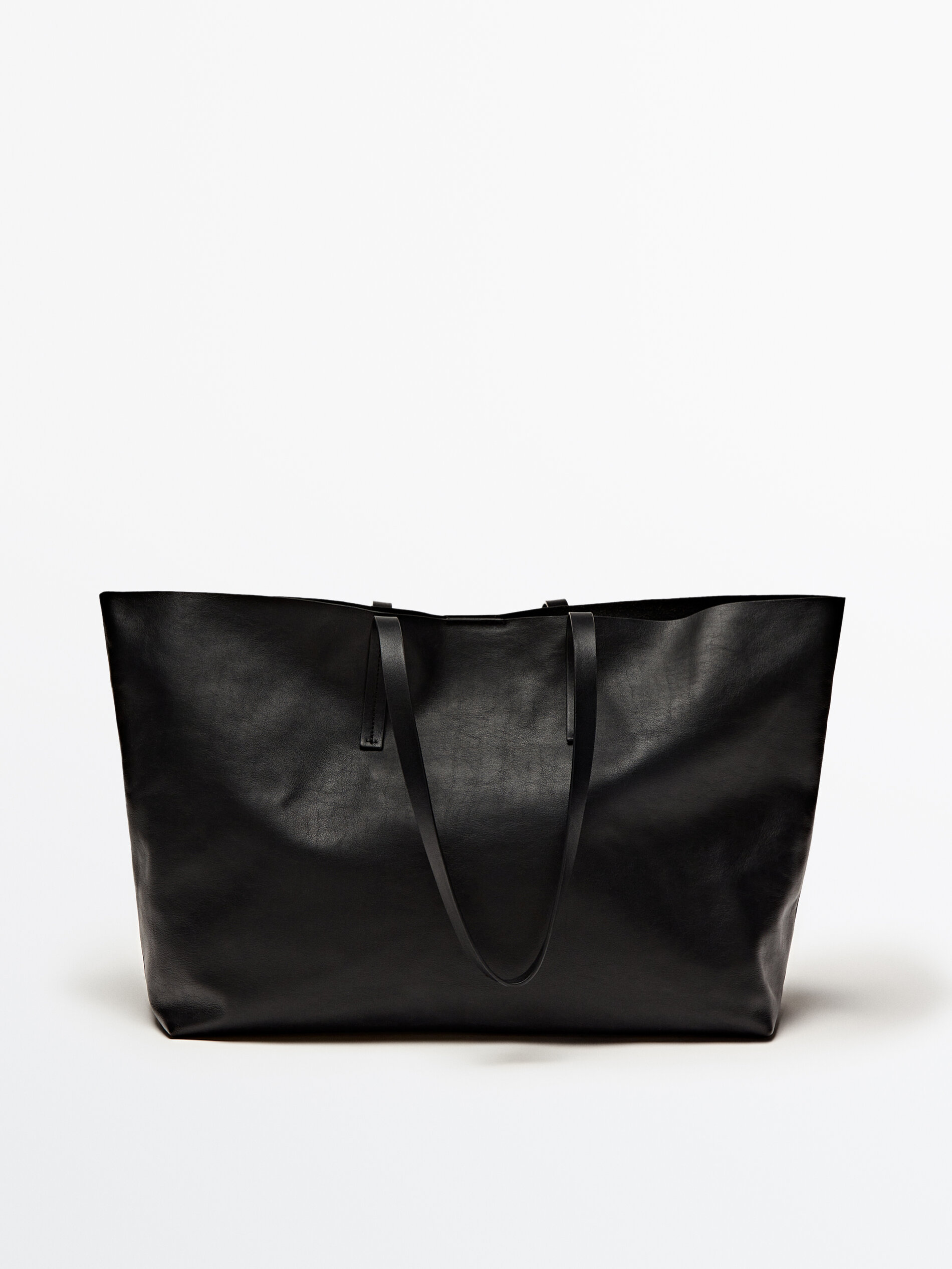 Bolsa shopper pele napa - NEGRO