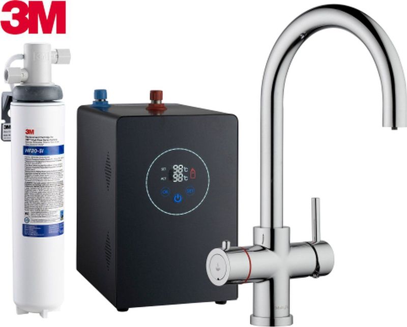 3-in-1 Multi-Tap - Kokend Waterkraan - Chroom - Inclusief Boiler en 3M Waterfilter