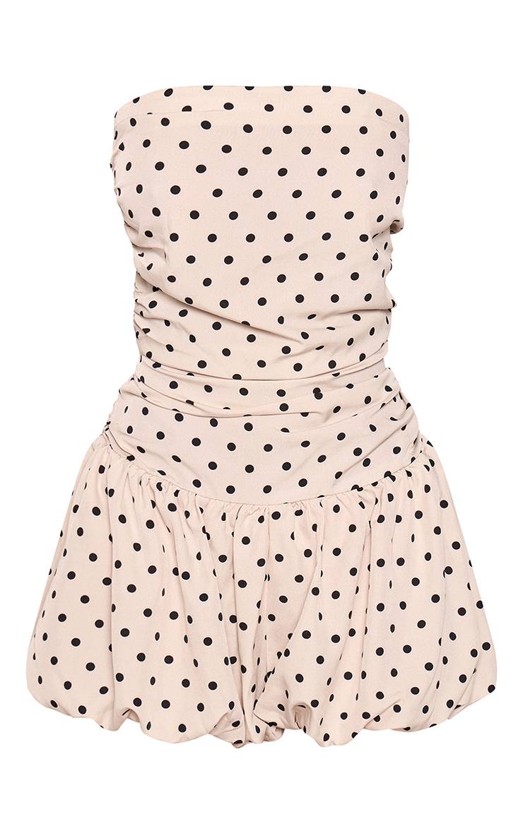 Crème Combinaison Courte Bouffante Bandeau À Pois