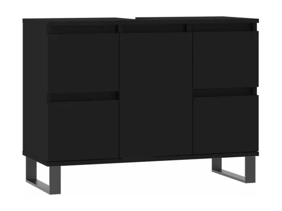 Armoire de salle de bain noir 80x33x60 cm bois d'ingénierie