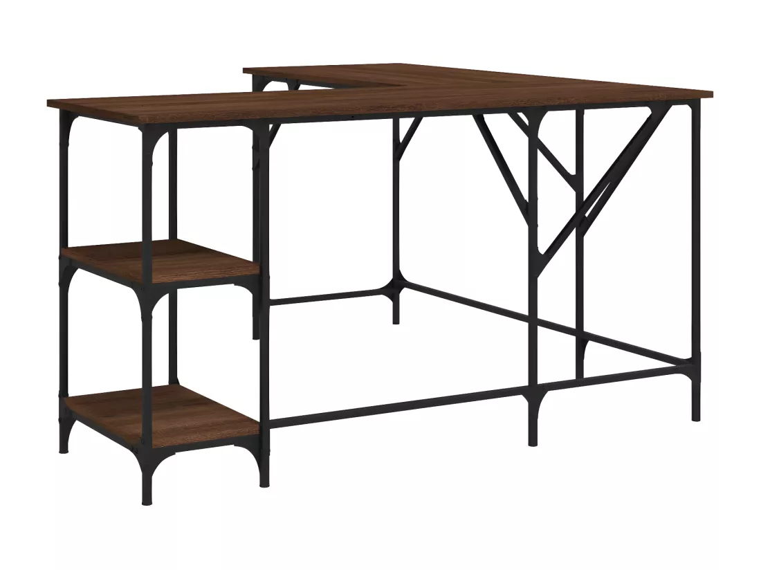 Bureau chêne marron 139x139x75 cm bois d'ingénierie