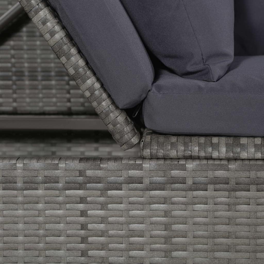 Garten-Sofabett 200x60 cm Poly Rattan Grau