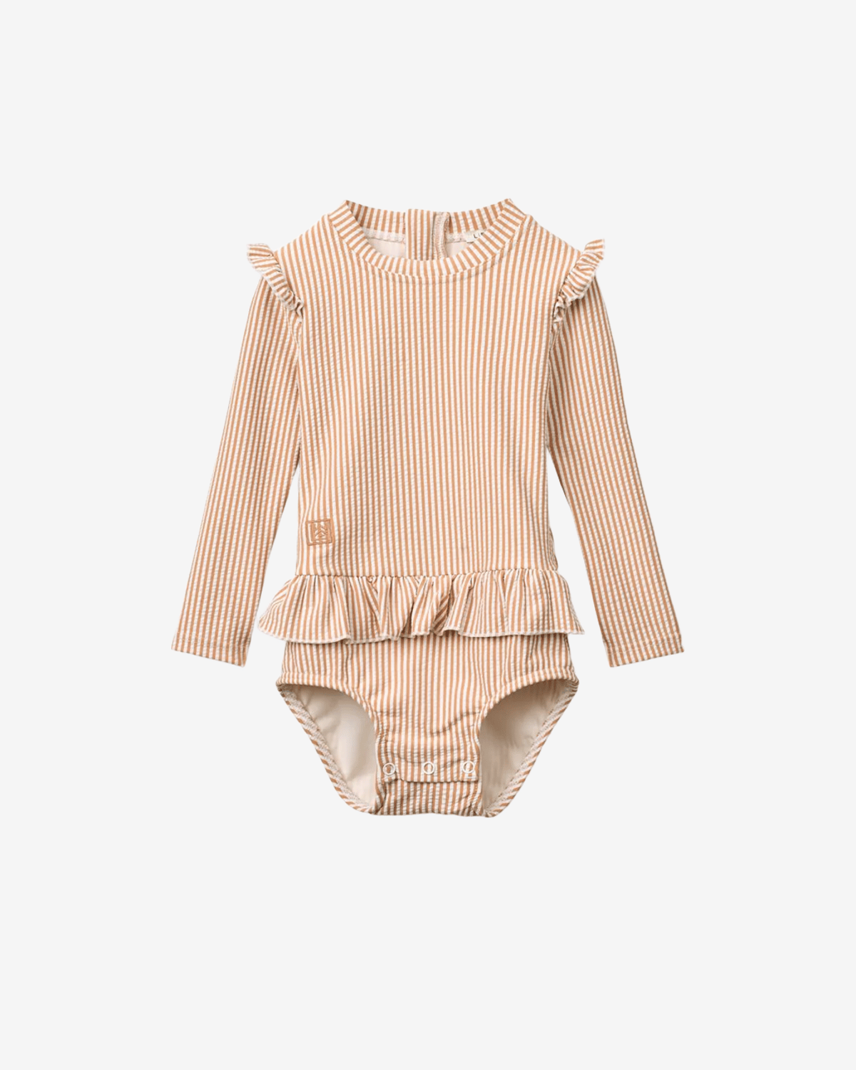 Badedrakt med Armer og Volanger – UV drakt UPF 40+ | Sille Seersucker Swimsuit