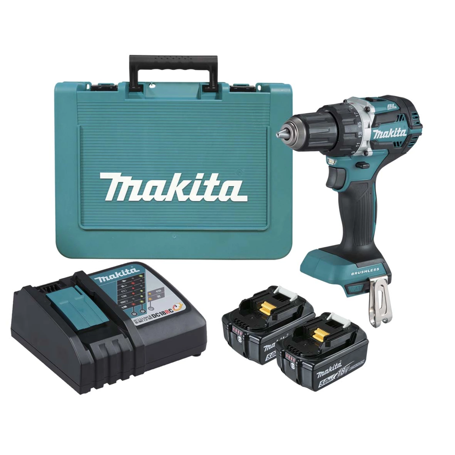 Makita DDF484RTE 18V Li-Ion accu boor-/schroefmachine set (2x 5.0Ah accu) in koffer- koolborstelloos