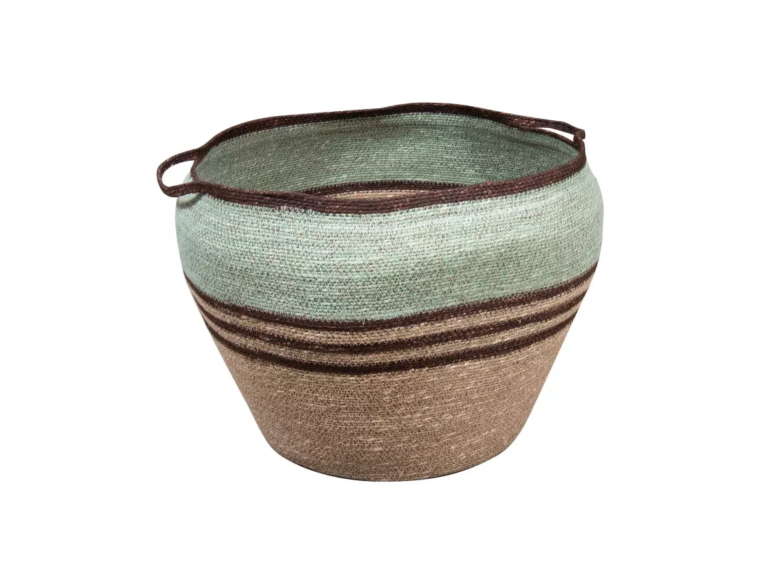 Now's Home - Panier En Jonc De Mer Tresse Main Vert Celadon 40x40cm Chobie