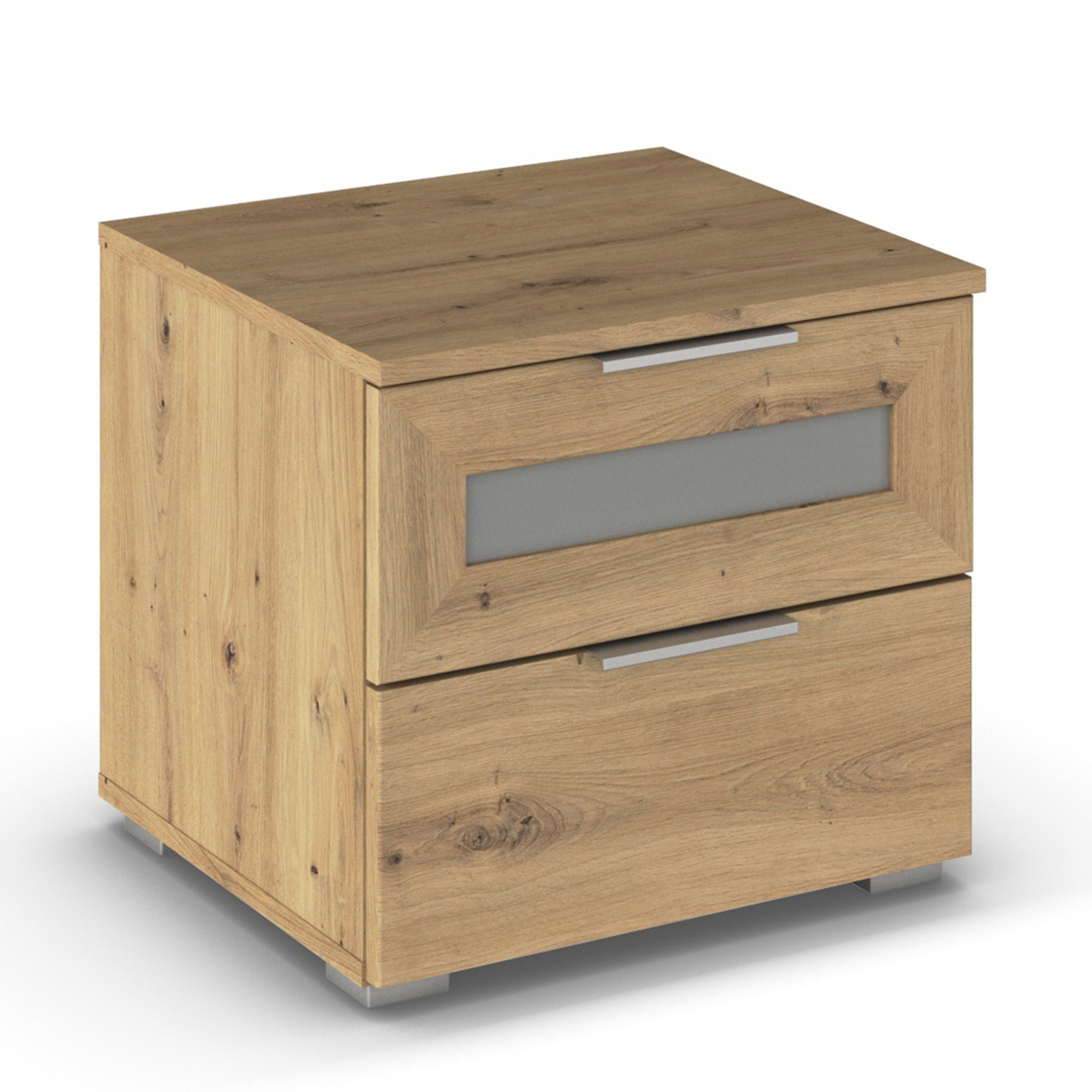 Nachtschrank - Artisan Eiche - Milchglaseinsatz - 47 cm