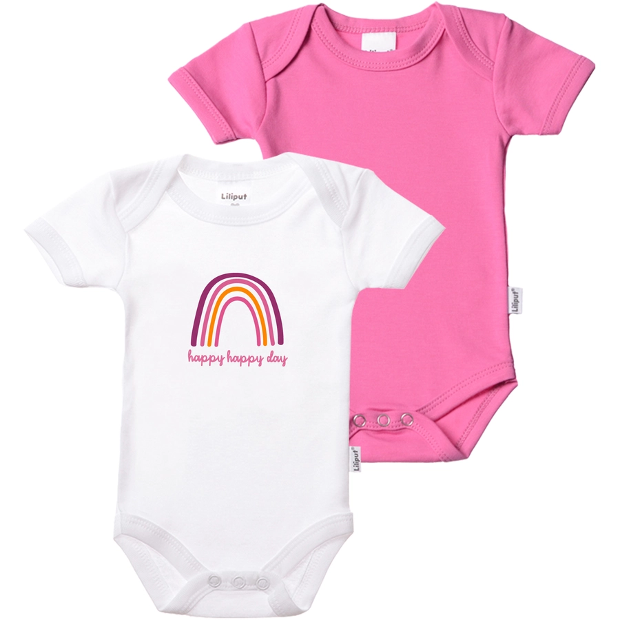 Liliput Baby-Bodies im 2er Set Regenbogen weiss pink