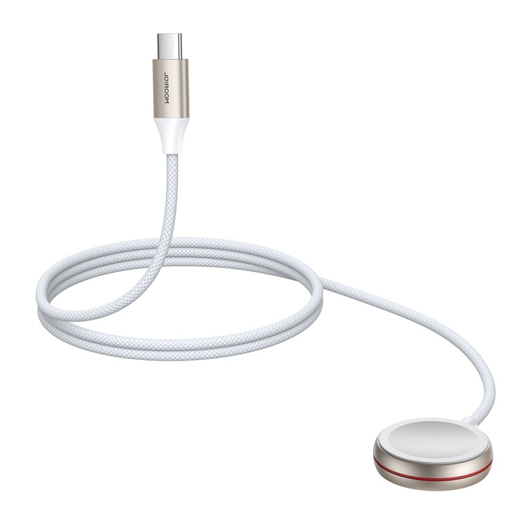 (1.2m) USB C auf Apple Watch Magnetisches Nylon Ladekabel - Weiss / Roségold