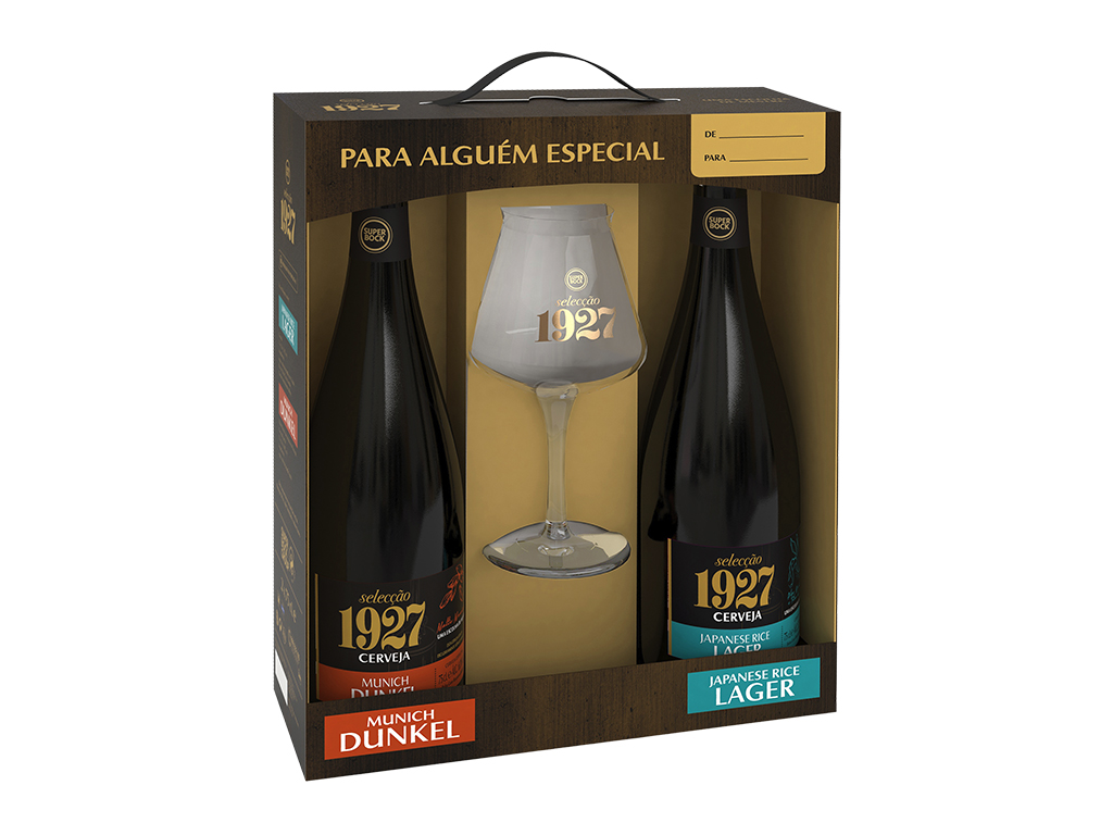CONJ. CERVEJA SUPER BOCK 1927 MD JR   COPO 2X0.75 L
