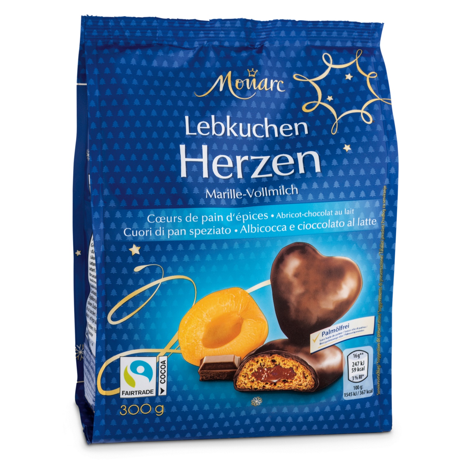 MONARC Lebkuchenherzen, Zartbitter 300 g