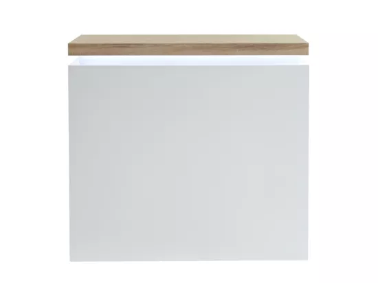 Meuble de bar HALO II - MDF laqué blanc - LEDs - Blanc et Chêne