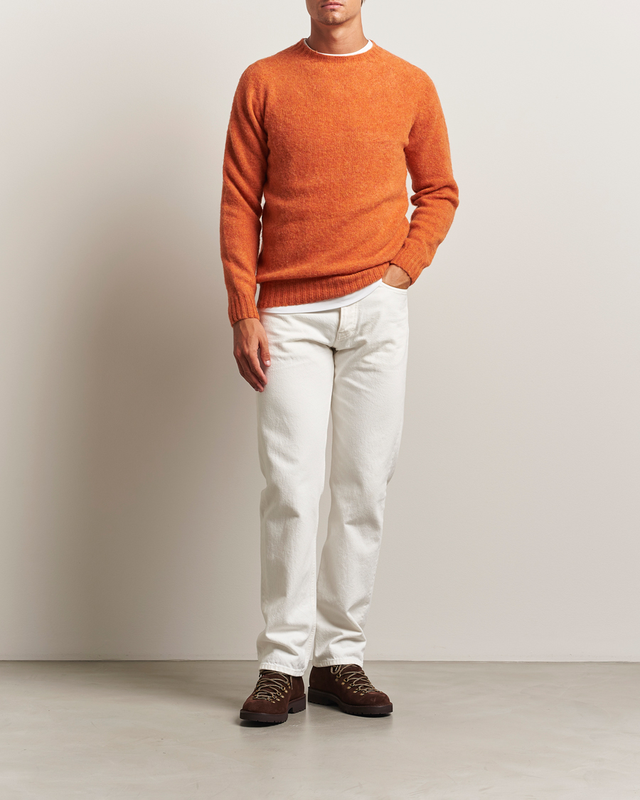 Harley Of Scotland Brushed Supersoft Lambswool Crewneck Satsuma