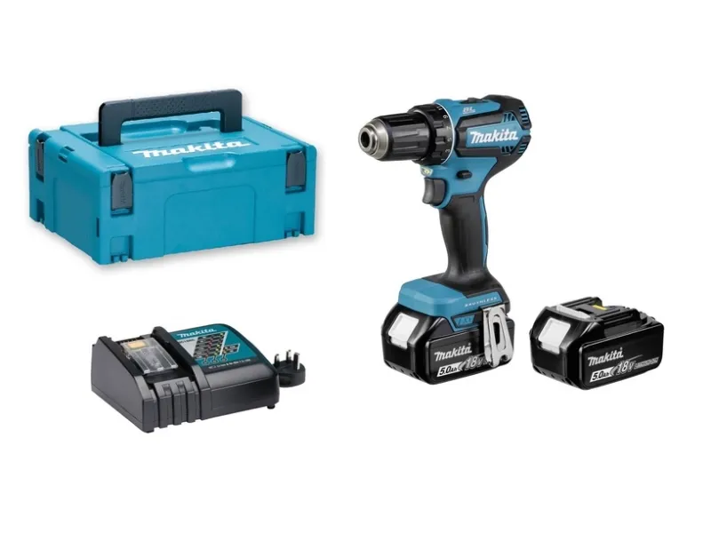 Makita DDF485RTJ - Bor/driver - ledningfri - 2-hastigheders - nøgleløs borepatron 13 mm - 50 N·m - 2 batterier (5,00 ah)- 18 V