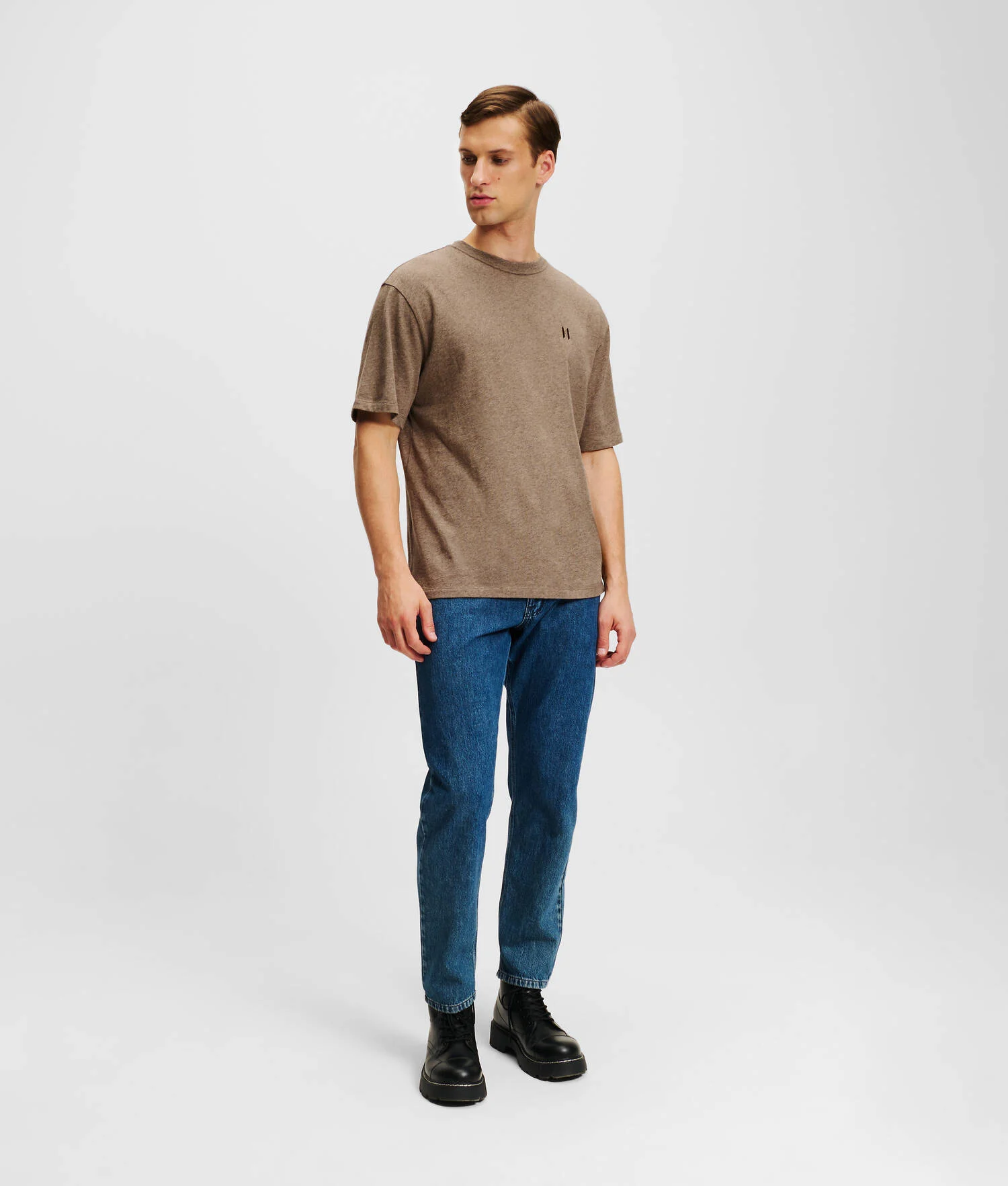 T-SHIRT EN LAINE MÉLANGÉE KL MONOGRAM