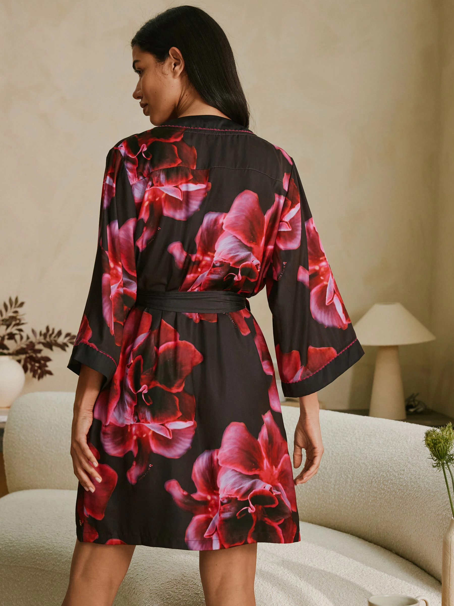 B by Ted Baker Purple Bright Floral Satin Robe