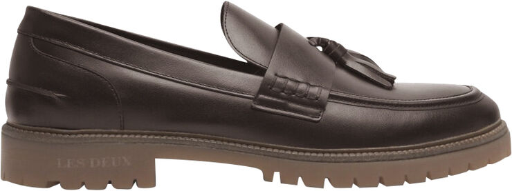 Les Deux Taylor Leather Tassel Loafer Dark brown