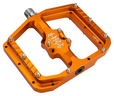 Paires de Pédales Plates Burgtec Penthouse Flat MK5 B-Rage Edition Pedals - Iron Bro / Orange