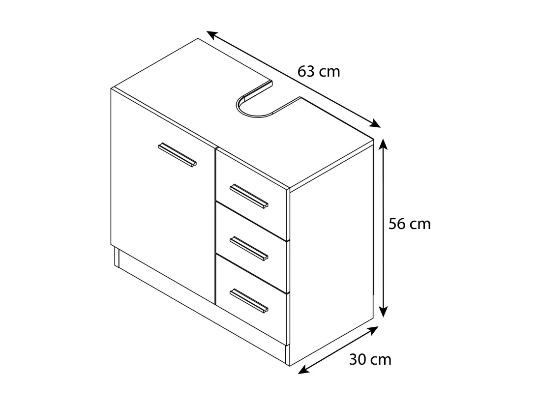 Armoire de salle de bain en bois Zalo XL Tiroir