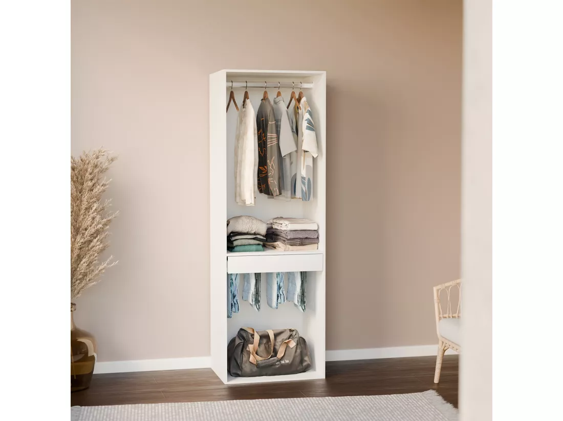 Module dressing avec penderie et porte-pantalons. blanc. panneaux stratifiés