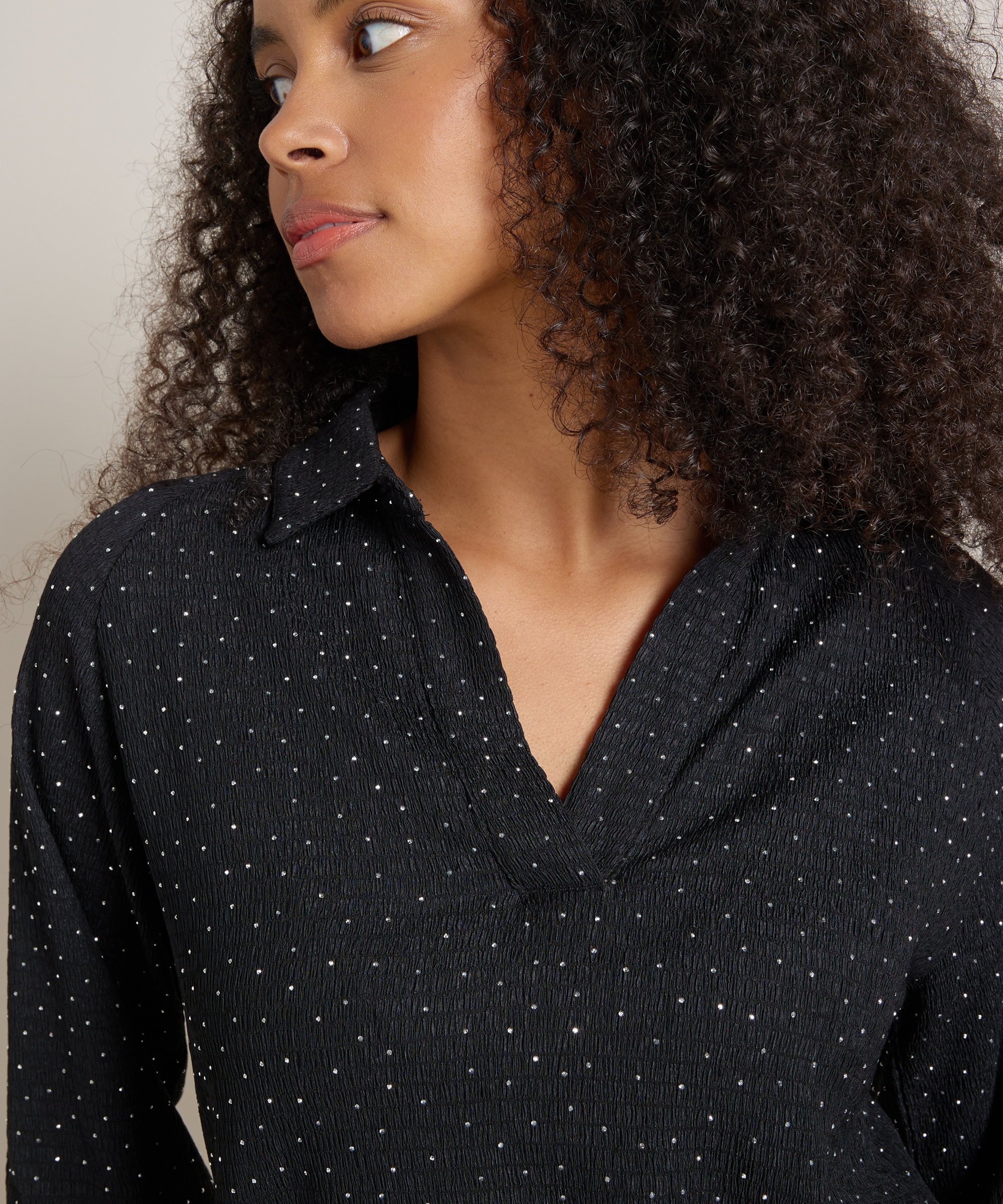 glitter top met kraag