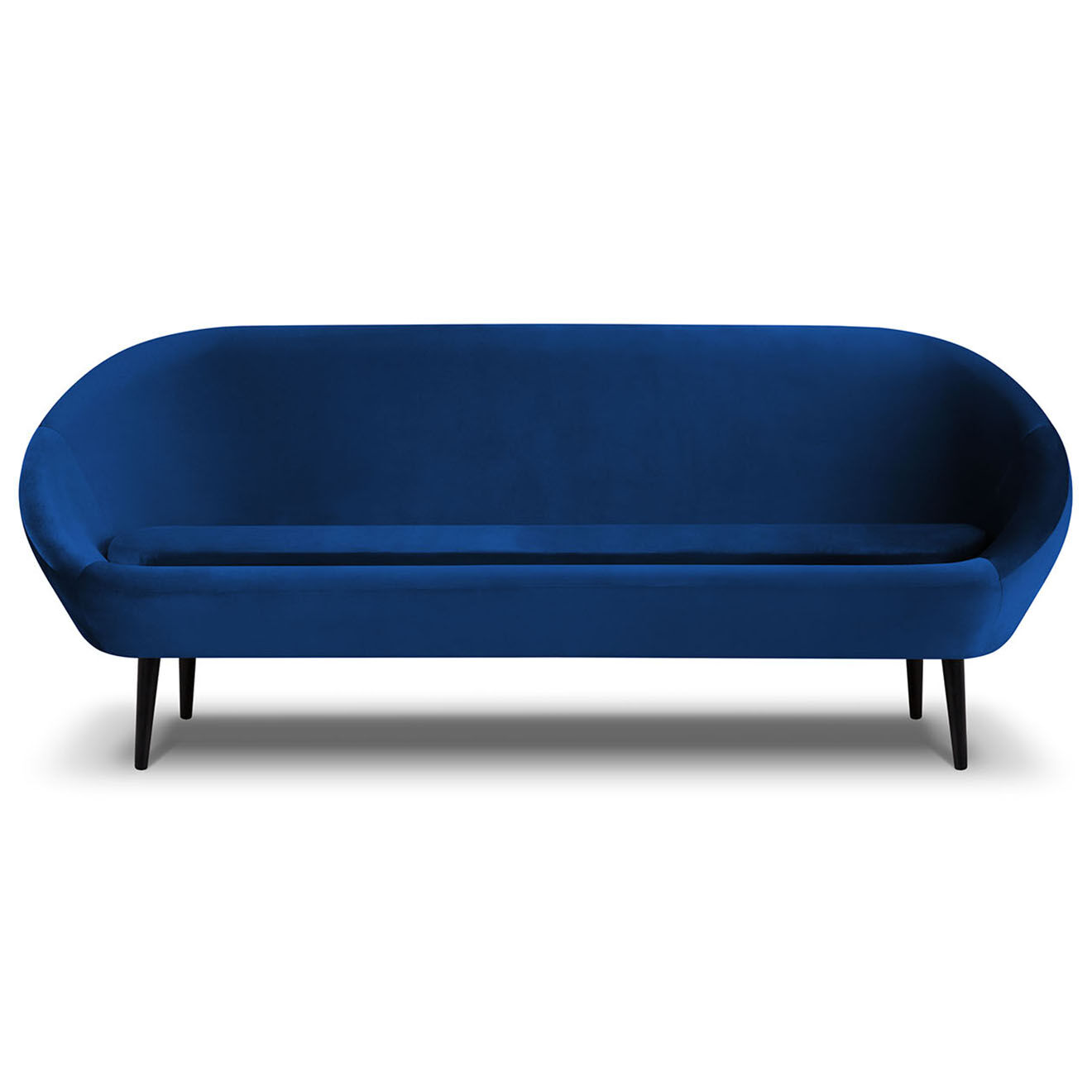 Mazzini Sofas Canapé velours petale 3 places bleu roi - 222x90x92 cm
