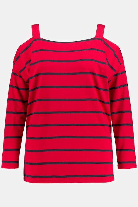 Sweatshirt, Ringel, schulterfrei, Oversized, Langarm