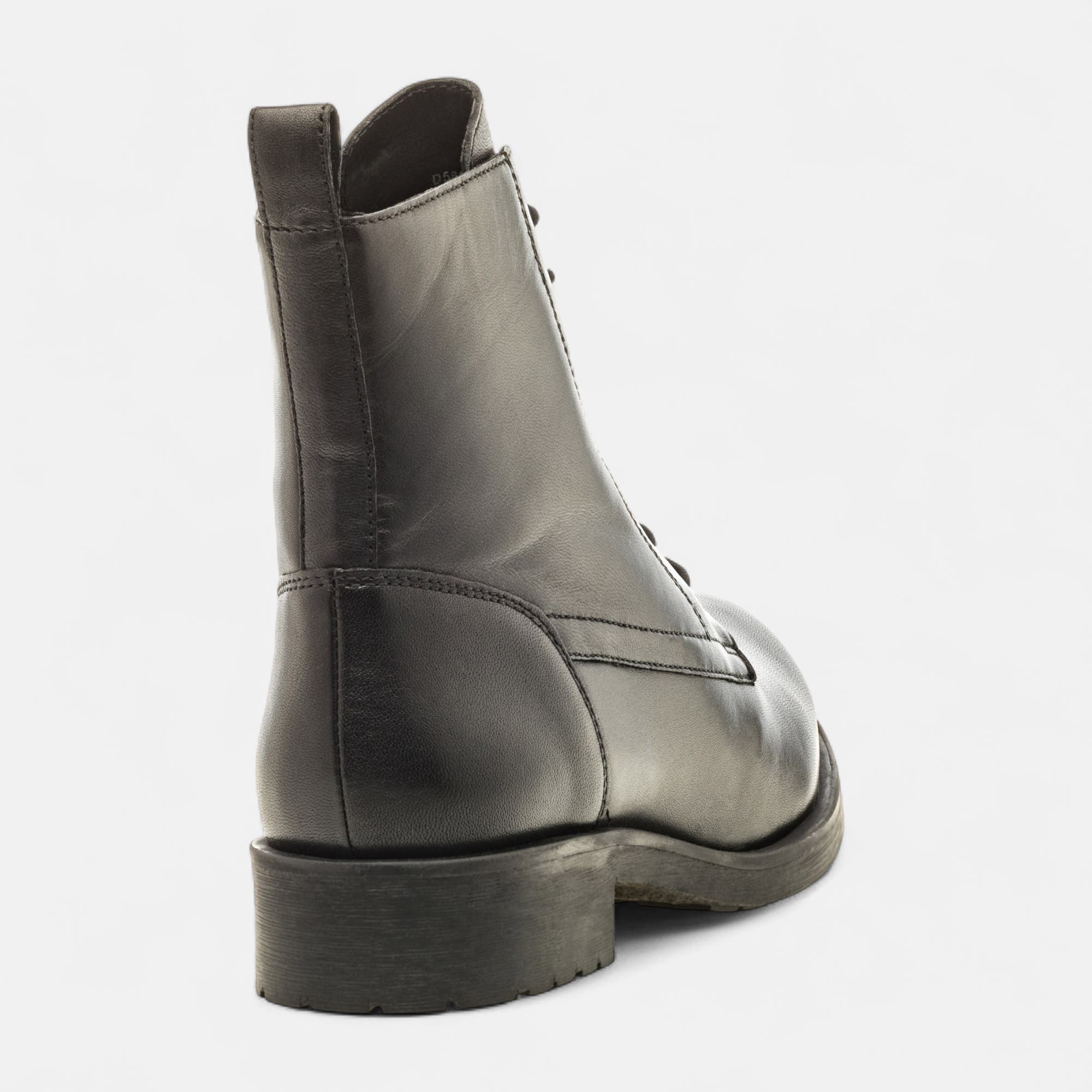 Bottines à lacets Femme en cuir noir