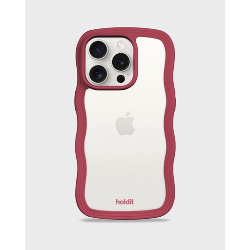 holdit Iphone 14 Pro Transparent Wavy Cover, Red Velvet/Tansparent