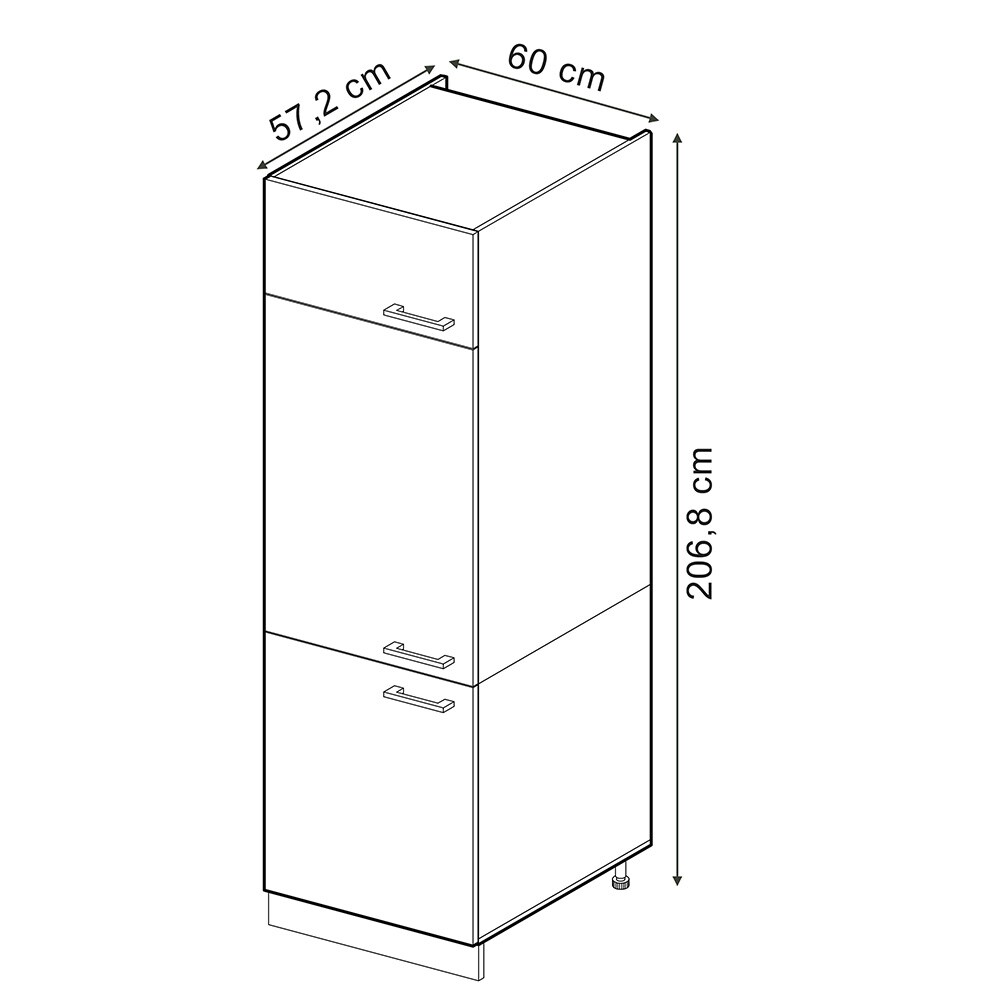Vicco Kühlumbauschrank Küchenschrank R-Line Solid Weiß Schwarz 60 cm modern