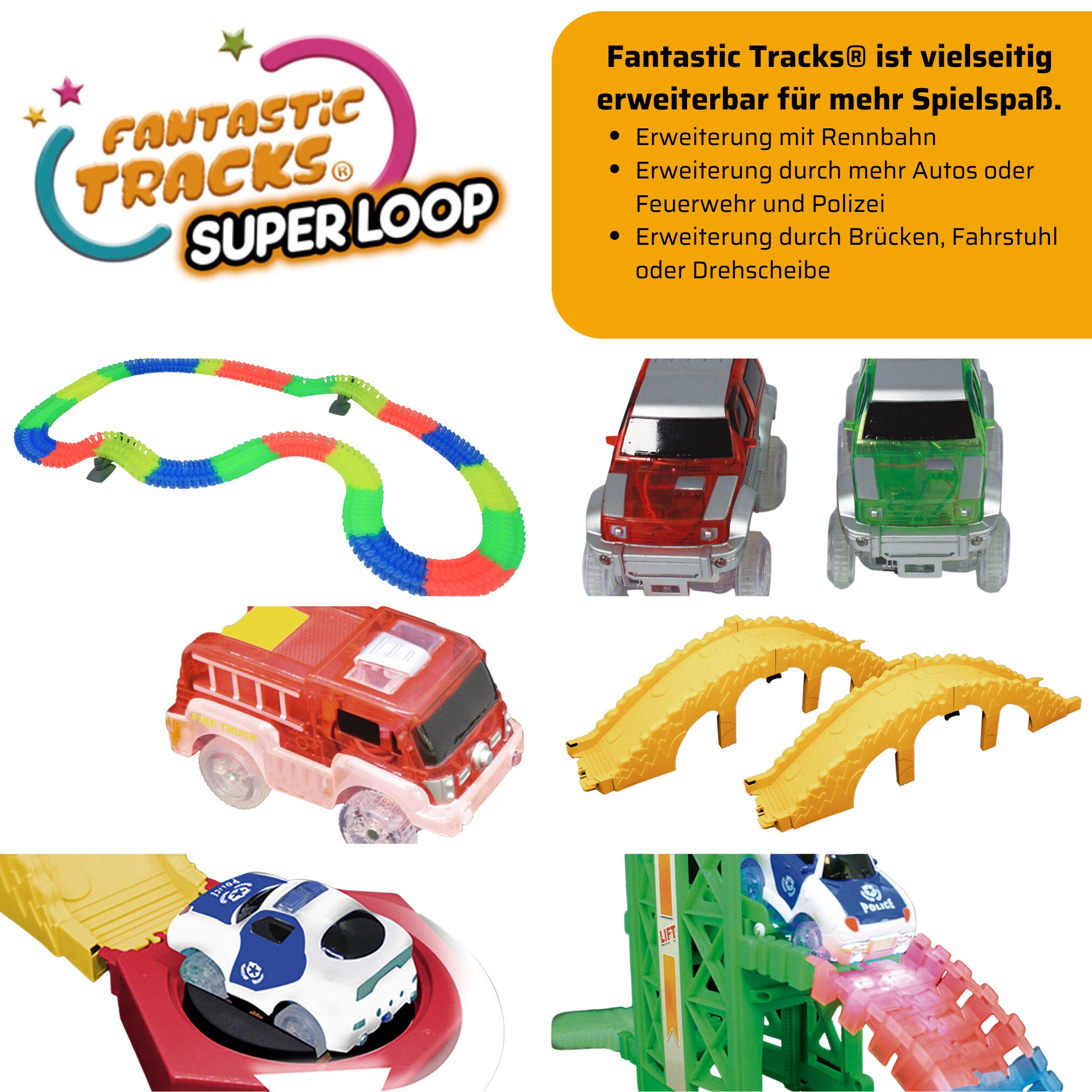 Fantastic Tracks® Autorennbahn - Rennstrecke Starter Set 134 Teile Fantastic Tracks Super Loop