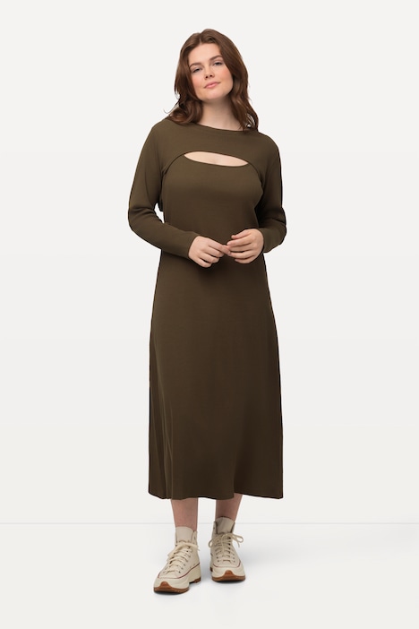 Midikleid, Bolero-Shirt, Carree-Ausschnitt, Biobaumwolle
