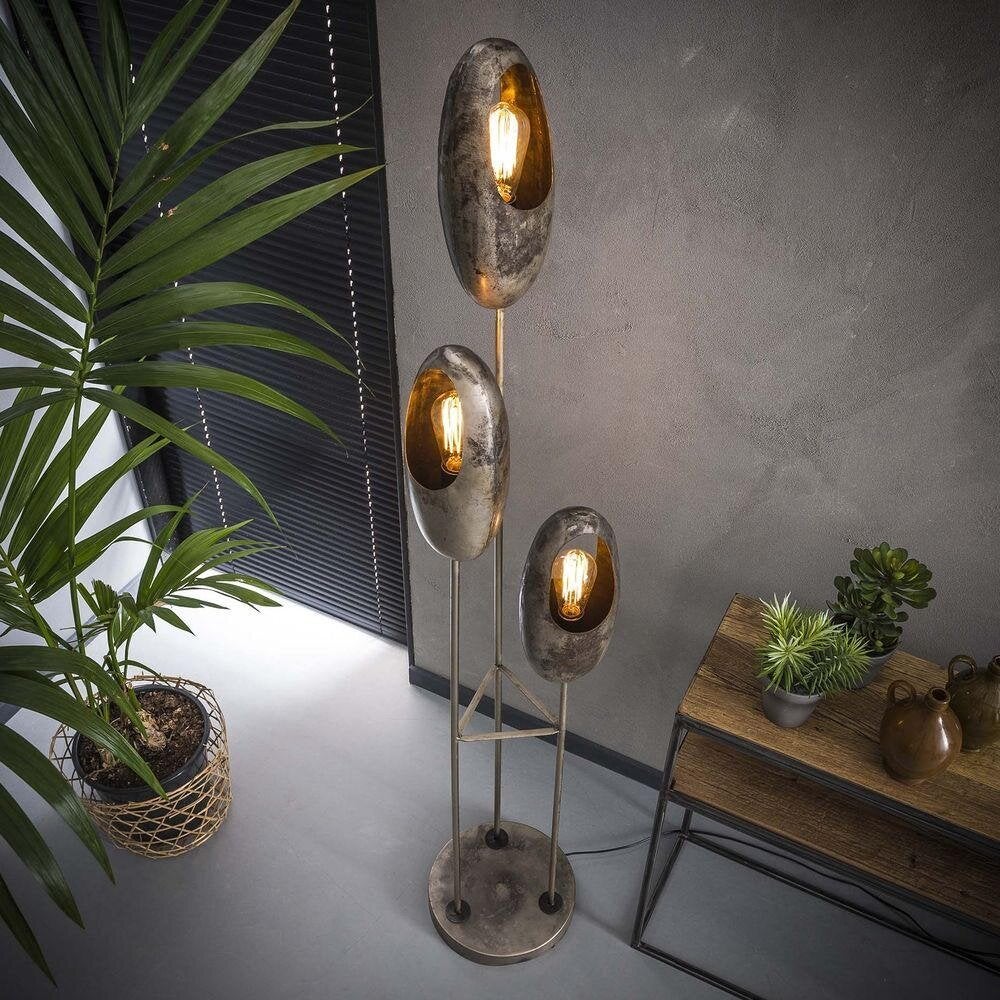 famlights | Hailey vloerlamp in zilver, E27, 3-lichts