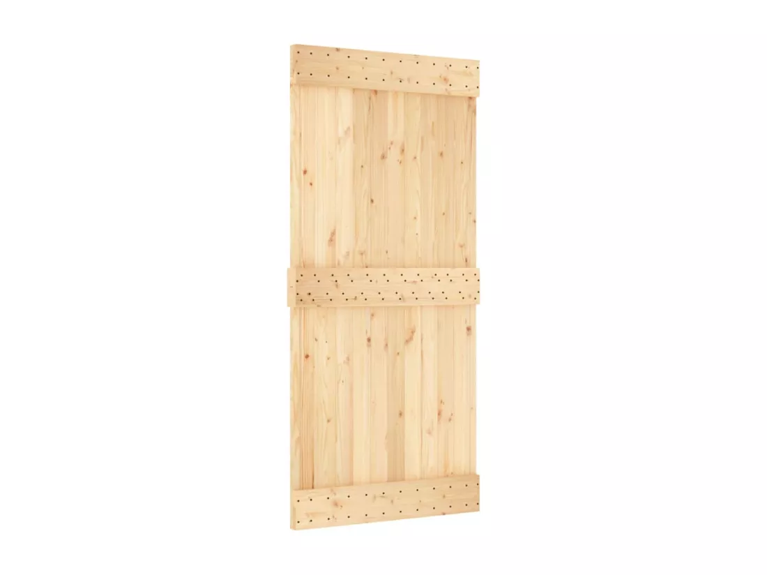 Porte coulissante et kit de quincaillerie 95x210 cm pin massif