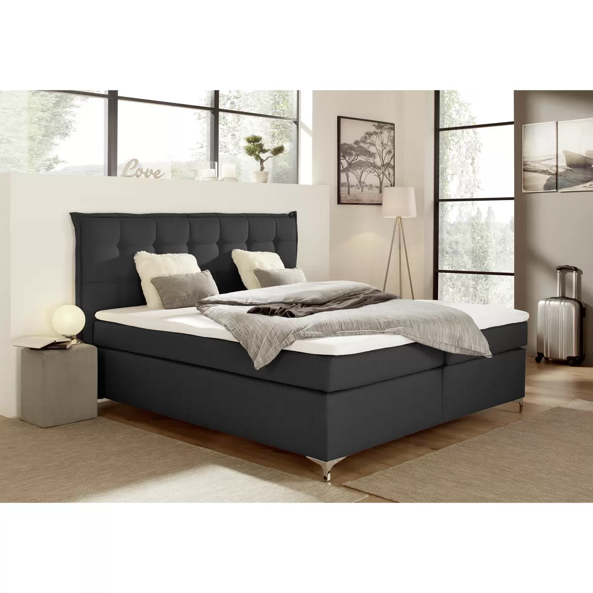 Boxspringbett Fabio 180 x 200 Anthrazit