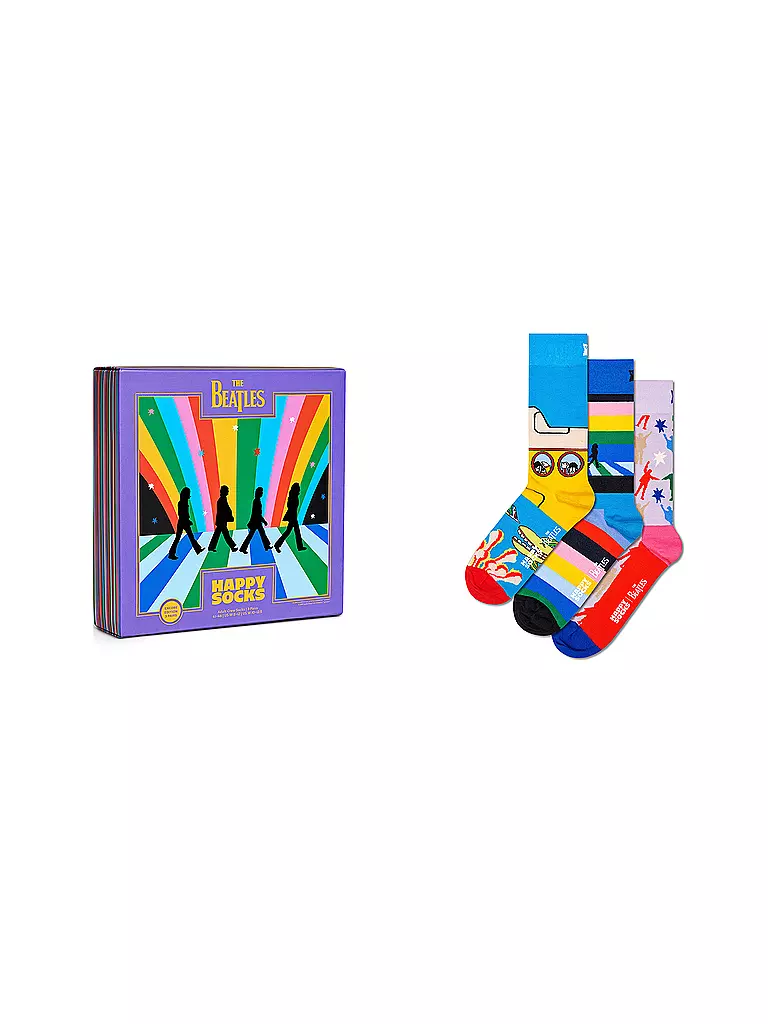 HAPPY SOCKS Herren Geschenkbox Socken BEATLES 3er Pkg 41-46 turquoise bunt