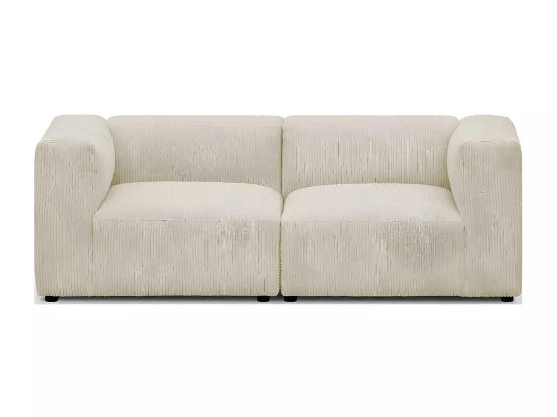Canapé modulable 3 places en velours côtelé beige - Modulo